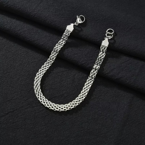 Stainless Steel Chunky Twisted Rope Chain Bracelet - Picture 7 of 9